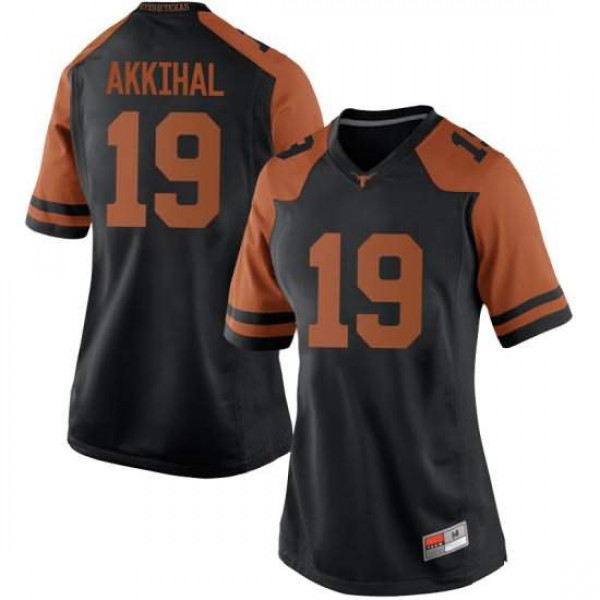 Women's University of Texas #19 Kartik Akkihal Replica NCAA Jersey Black